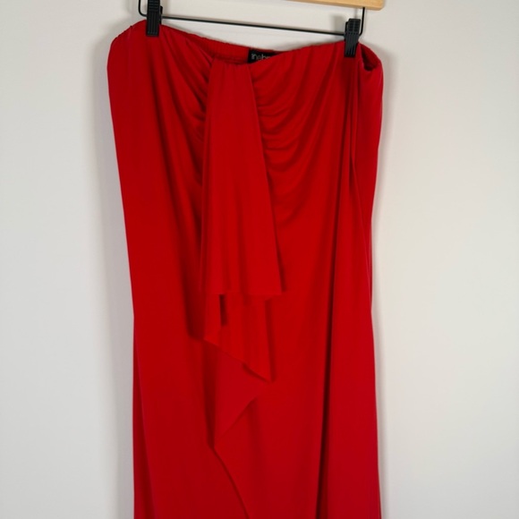 Lane Bryant Strapless Flowy Drapey Faux Wrap Midi Dress Red Plus Size 14/16 NWT - Picture 2 of 4